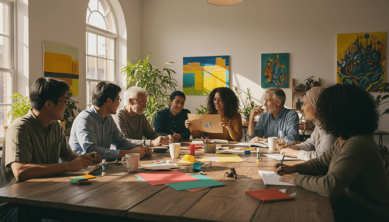 Community organizing meeting with diverse group