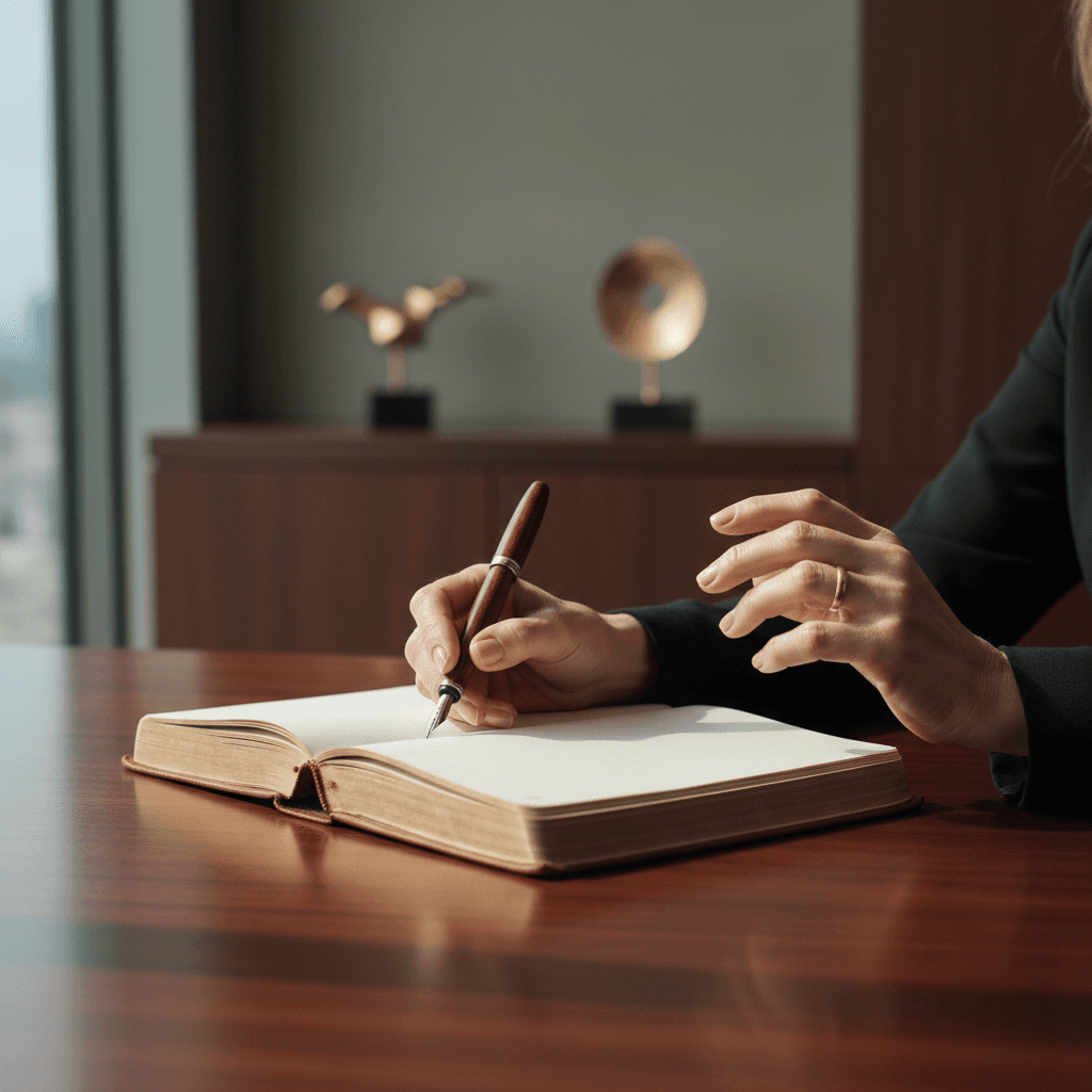 Close-up of campaign strategy notes being written